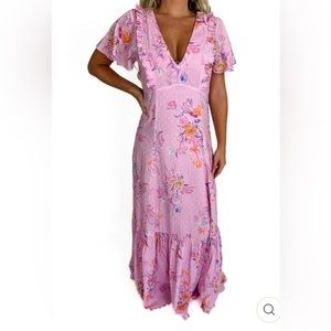 LoveShackFancy pink floral maxi dress
